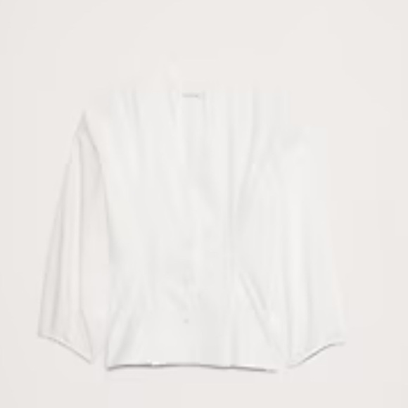 NWT Banana Republic Cotton Poplin Cinched Waist White Top Size Medium - Picture 5 of 8